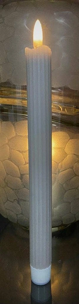 Radiance LED Flameless WAX Taper Candle, Fluted, Grey, 2 Pack 2 Radiance LED Flameless WAX Taper Candle, Fluted, Grey, 2 Pack - Image 2