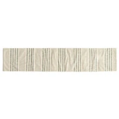 Woven Cotton Stripe Table Runner, Black & Cream