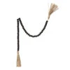 Wood Bead Garland, Jute Tassels, Black, 28" L