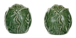 Hand-Painted Stoneware Cabbage Shaped Salt & Pepper Shakers, Green, Set Of 2