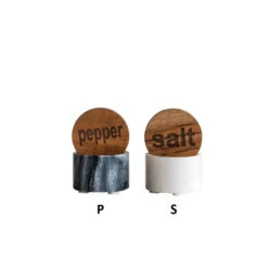 Round Marble Salt - OR - Pepper Container With Wood Lid, Each Container Sold Separately -Home Decor Sale Store 1 feac9128 63be 4fc4 9dc8 46b47dcf86c6