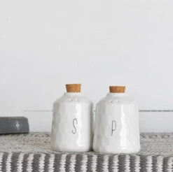 Cork Top "S" & "P" Ceramic Salt & Pepper Shakers