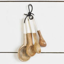 Measuring Spoon Set, White Dipped Wood