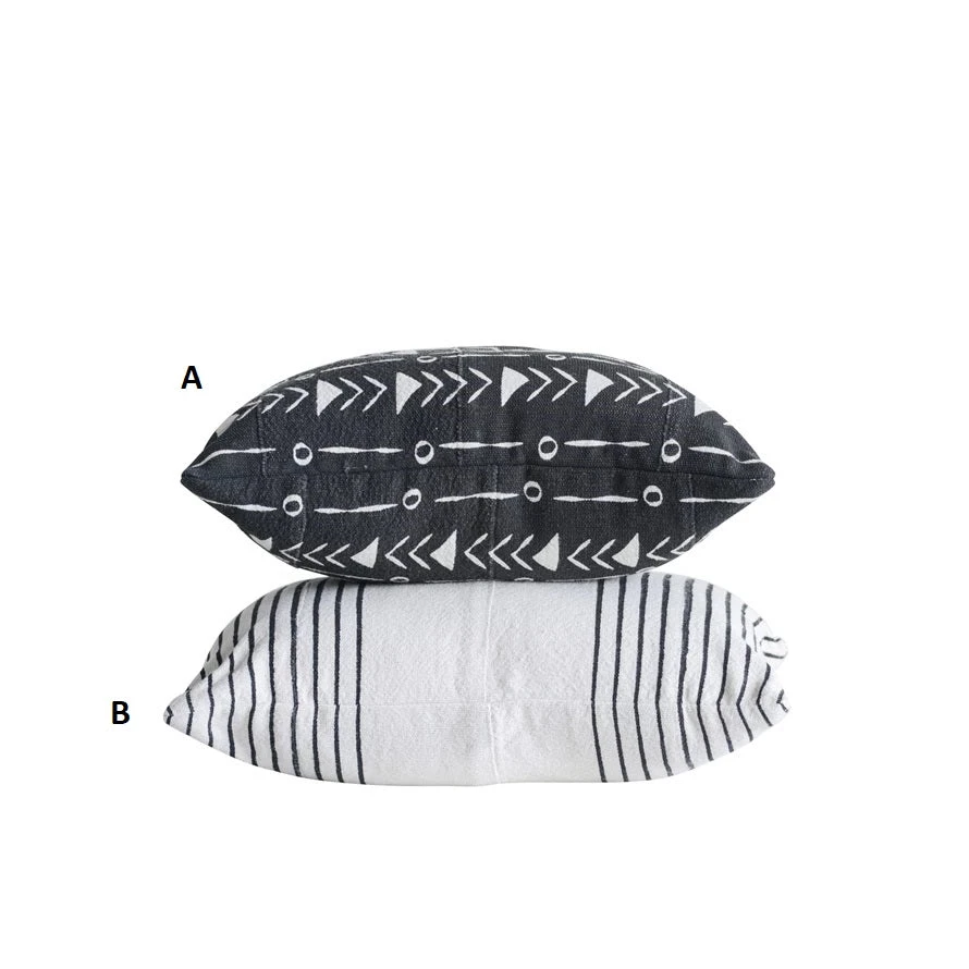 Mudcloth Patterned Lumbar Pillow, Natural & Black, 2 Style Options 2 Mudcloth Patterned Lumbar Pillow, Natural & Black, 2 Style Options - Image 2