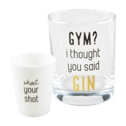 Gin Double Old Fashioned Glass & Shot Glass Set By Mud Pie