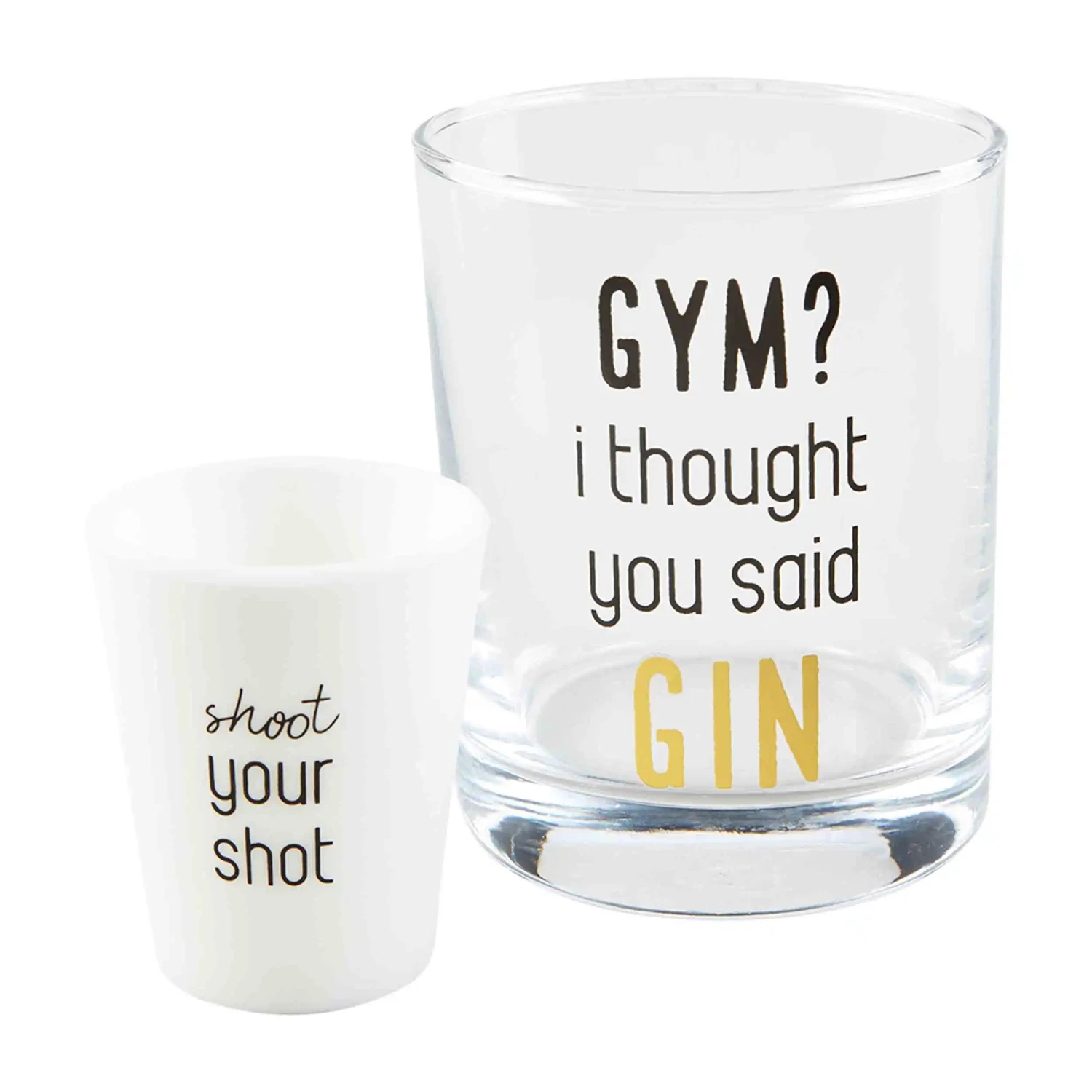 Gin Double Old Fashioned Glass & Shot Glass Set By Mud Pie 1 Gin Double Old Fashioned Glass & Shot Glass Set By Mud Pie