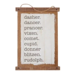 Reindeer Names Hanging Wall Art Sign