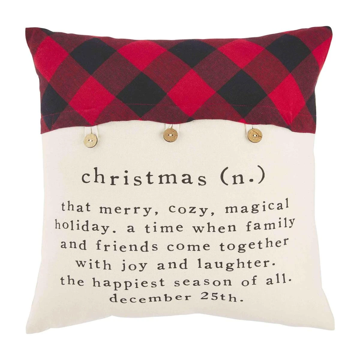 Christmas Definition Buffalo Check Button Pillow By Mud Pie 1 Christmas Definition Buffalo Check Button Pillow By Mud Pie