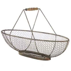 Large Oval Wired Basket With Wood Handle (Pick Up Only)