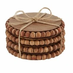 Beaded Mango Wood Coaster Set, Set Of 4 By Mud Pie