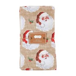 Vintage Look Santa Face Cloth Napkin Set By Mud Pie