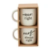 "Mr Right & Mrs Always Right" Coffee Cup Mug Set By Mud Pie