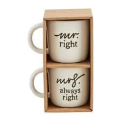 "Mr Right & Mrs Always Right" Coffee Cup Mug Set By Mud Pie