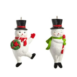 Glittered Snowman Ornament, 2 Style Options
