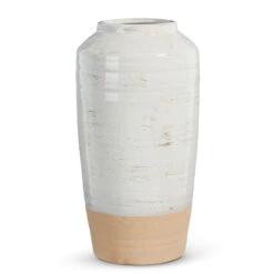White & Tan Gradient Color Vase, 13.25" (Pick Up Only)