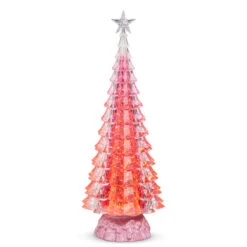 15" Lighted Pink Christmas Tree With Swirling Glitter