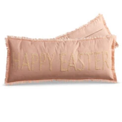 "Happy Easter" Fringed Throw Pillow