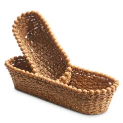 Woven Basket WIth Beaded Trim Edge, 2 Style Options (Pick Up Only)