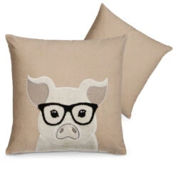 Pig Wearing Glasses Throw Pillow