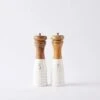 Two-Tone Wood & Enamel White-Dipped Salt & Pepper Mill Shaker Set By Mud Pie