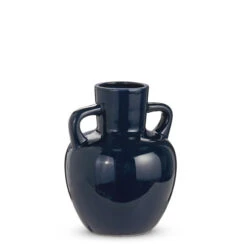 Dark Blue Glazed Vase, 8" (Pick Up Only)