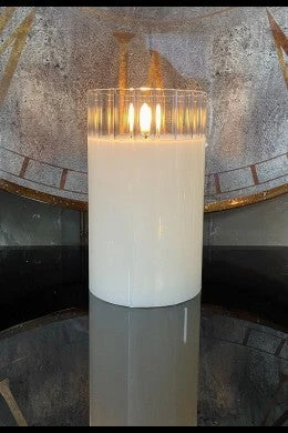 Radiance LED Poured Candle, Faceted, Simply Ivory, 3.5” Dia X 5" T 1 Radiance LED Poured Candle, Faceted, Simply Ivory, 3.5” Dia X 5" T