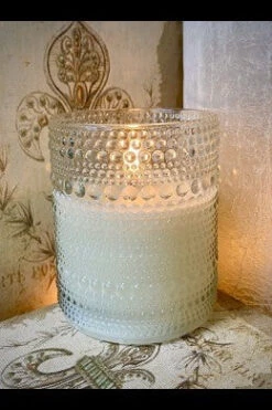Radiance LED Poured Candle, Embossed, Simply Ivory, 3.5” Dia X 4" T