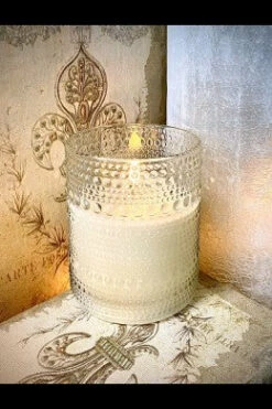 Radiance LED Poured Candle, Embossed, Simply Ivory, 4” Dia X 5" T