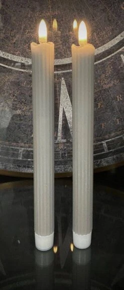 Radiance LED Flameless WAX Taper Candle, Fluted, Grey, 2 Pack