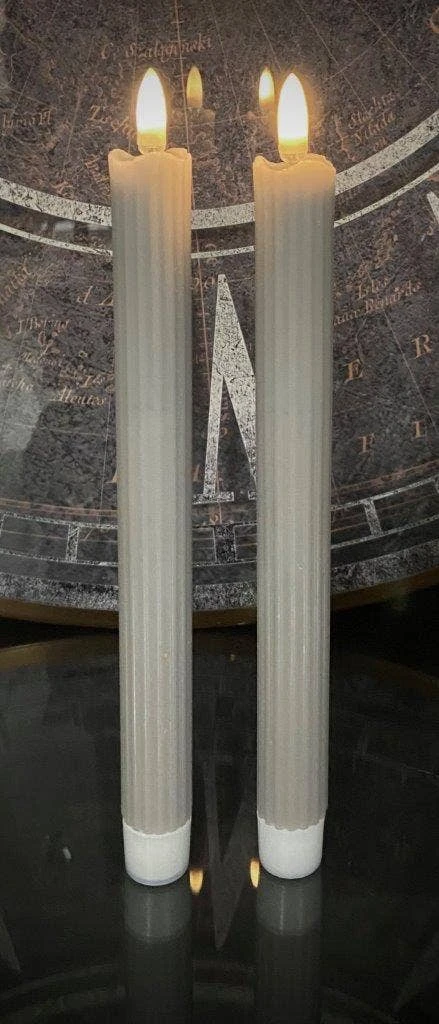 Radiance LED Flameless WAX Taper Candle, Fluted, Grey, 2 Pack 1 Radiance LED Flameless WAX Taper Candle, Fluted, Grey, 2 Pack