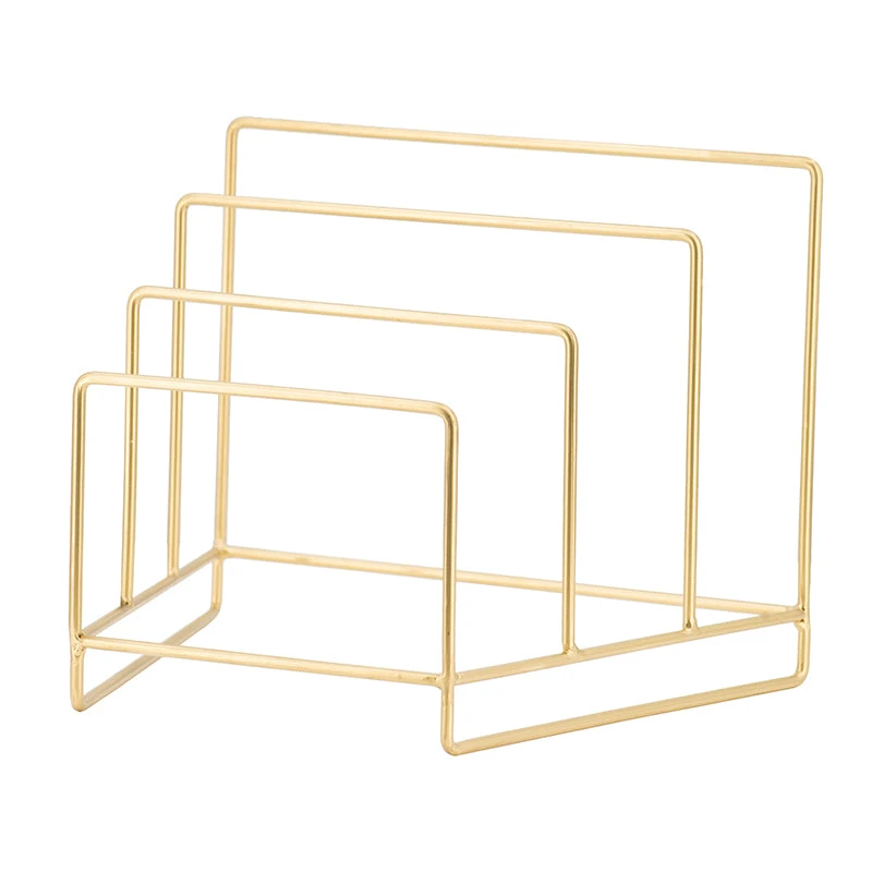 Metal Square Magazine Display Rack, Gold Finish 1 Metal Square Magazine Display Rack, Gold Finish