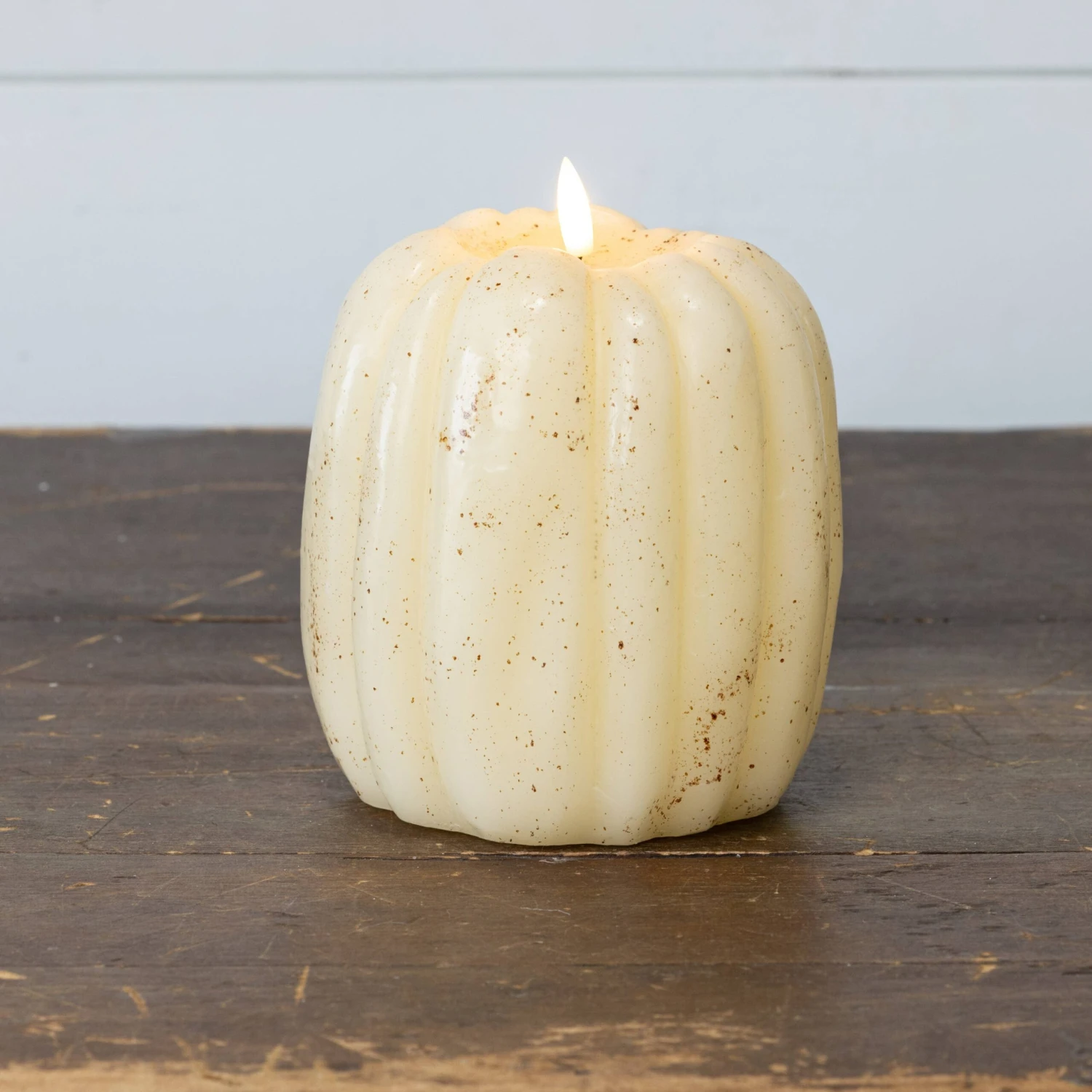 3D Flame Pumpkin Candle, Cream, 6.5" 1 3D Flame Pumpkin Candle, Cream, 6.5"