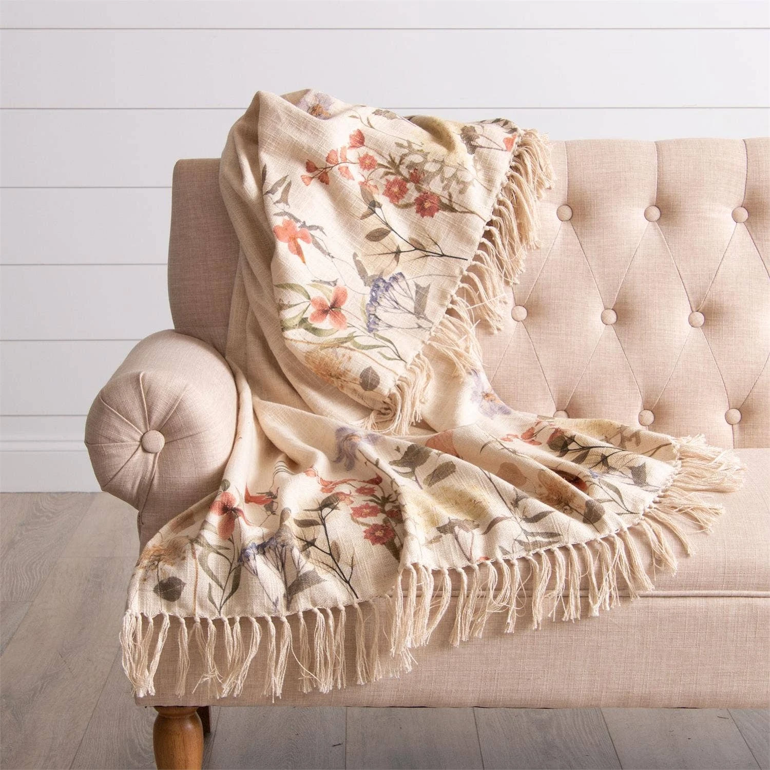 Dried Flowers Fringed Throw Blanket 1 Dried Flowers Fringed Throw Blanket
