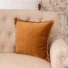 Fringed Velvet Pillow, Rust