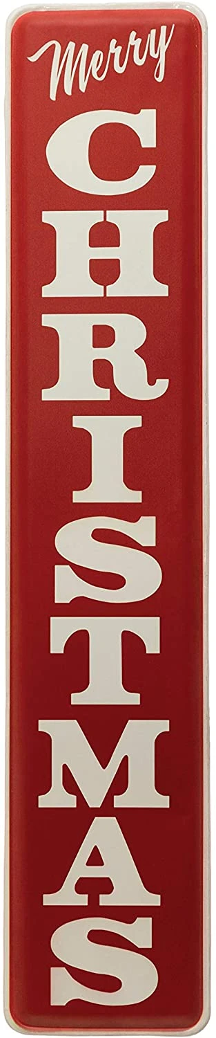 "Merry Christmas" Metal Wall Decor Sign, Red & White 2 "Merry Christmas" Metal Wall Decor Sign, Red & White - Image 2