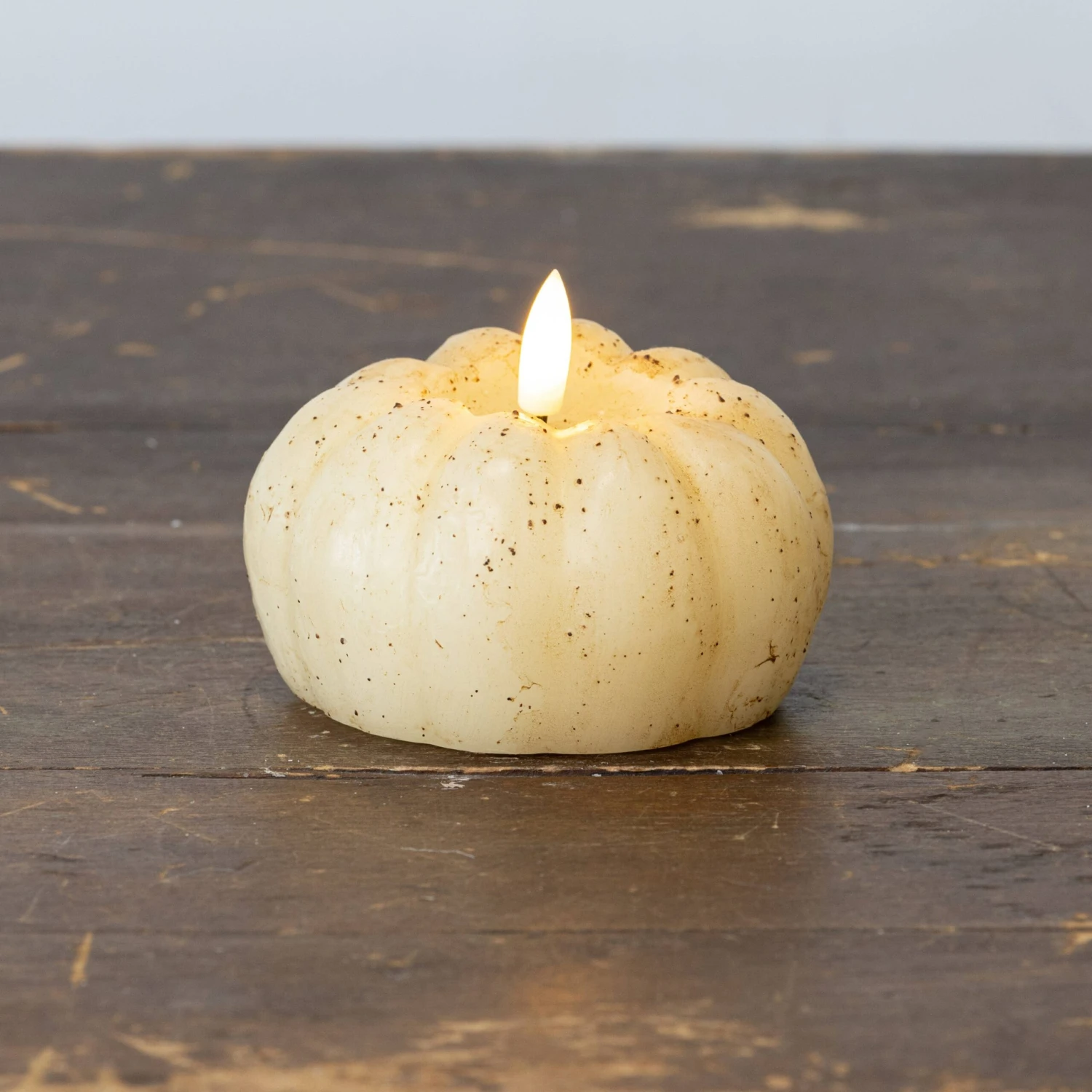 3D Flame Short Pumpkin Candle, Cream, 3" 1 3D Flame Short Pumpkin Candle, Cream, 3"