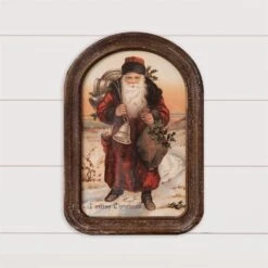 Arched Wood Framed Santa Clause Print (Pick Up Only)