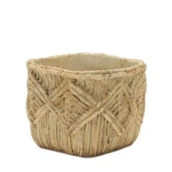 Woven-Look Cement Pot, 2 Size Options -Home Decor Sale Store 85045 2