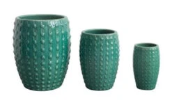 Clay Hobnail Planter, Aqua WIth Reactive Glaze, 3 Size Options (Pick Up Only)
