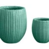 Clay Pleated Planter, Aqua WIth Reactive Glaze, 2 Size Options (Pick Up Only)