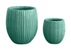 Clay Pleated Planter, Aqua WIth Reactive Glaze, 2 Size Options (Pick Up Only)