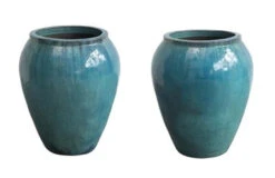 Clay Planter, Aqua WIth Reactive Glaze, 2 Size Options (Pick Up Only)