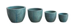 Clay Embossed Chevron Pattern Planter, Aqua WIth Reactive Glaze, 4 Size Options (Pick Up Only)
