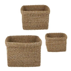 Seagrass Handwoven Square Basket, 3 Size Option (Pick Up Only)