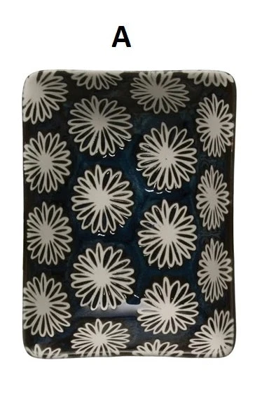 Stoneware Dish With Pattern, Midnight Blue, 2 Style Options 3 Stoneware Dish With Pattern, Midnight Blue, 2 Style Options - Image 3