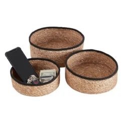Round Seagrass Basket With Black Rim, 3 Size Options