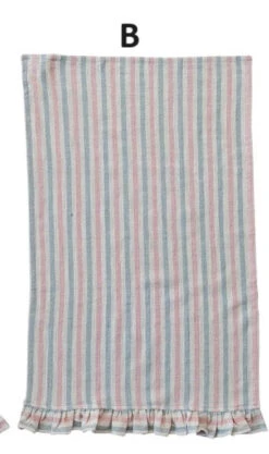 Woven Cotton Tea Towel With Stripes & Ruffle, Multi Color, 3 Style Options -Home Decor Sale Store B 74ded17b 57e8 4488 8dc5 ecd8b960e33f
