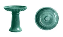 Clay Bird Bath, Aqua WIth Reactive Glaze (Pick Up Only)