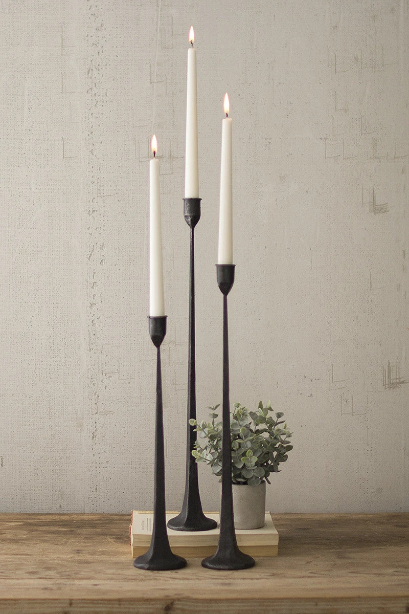 Tall Cast Iron Taper Candle Holder, 3 Size Options 1 Tall Cast Iron Taper Candle Holder, 3 Size Options
