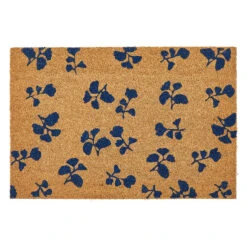 Blue Floral Coir Doormat